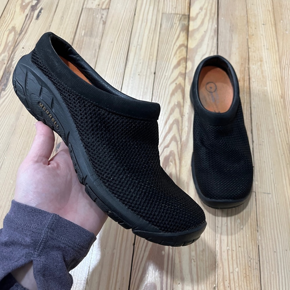 Merrell Encore Breeze 4 Clog Women 9 Black Mesh Slip On Comfort Mules J598434